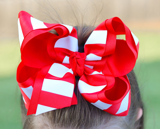 Red & White Striped Gameday Bows (Aspen Style)